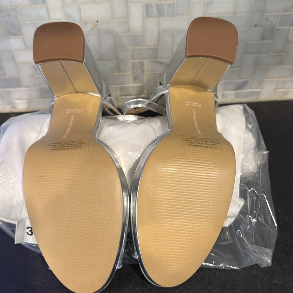 French Connection Silver Platform Peep Toe Pumps … - image 6